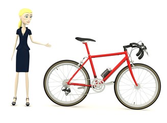 3d render of cartoon character with bicycle