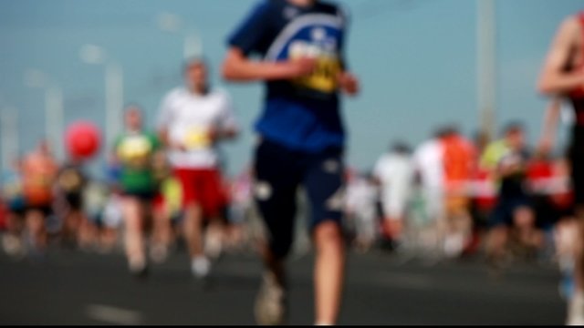 Unrecognizable marathon runners