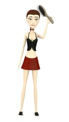 3d render of cartoon character with hairbrush