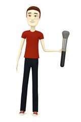 3d render of cartoon character with brush