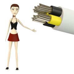 3d render of cartoon character with cable