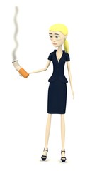 3d render of cartoon character with cigarette