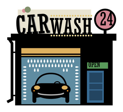 Car wash station, vector illustration