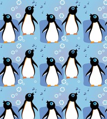 seamless pattern with baby penguins