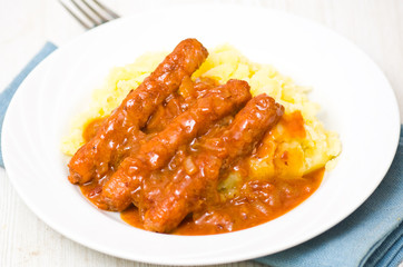 sausages with mashed potato