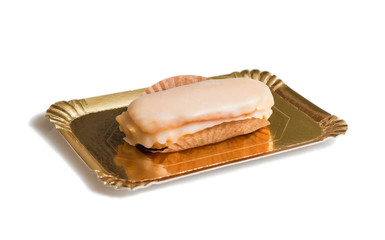 Traditional asturian almond cake with sugar frosting and known a