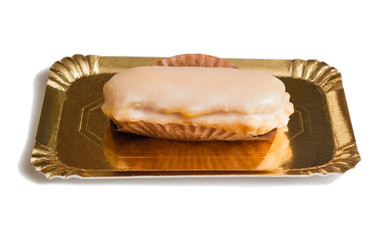 Traditional asturian almond cake with sugar frosting and known a