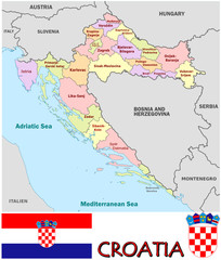 Obraz premium Croatia emblem map symbol administrative divisions