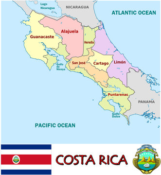 Costa Rica  America emblem map symbol administrative divisions