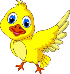 Cute Yellow bird cartoon posing
