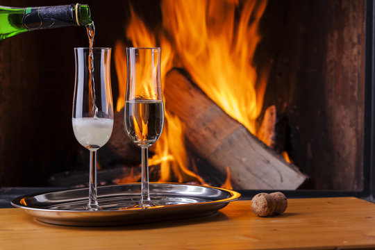 delicious drinks at the fireplace