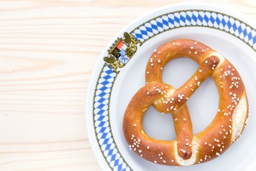 Pretzel on bavarian plate