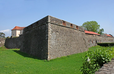 Fototapeta na wymiar walls of castle in Uzhhorod, Ukraine
