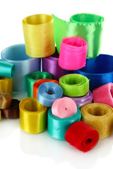 Many bright ribbons of different sizes isolated on white