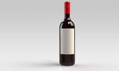 a bottle of red wine isolated
