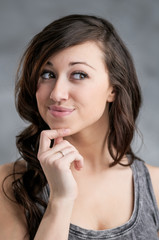 Fototapeta premium Beautiful Young Caucasian Woman Making A Decision