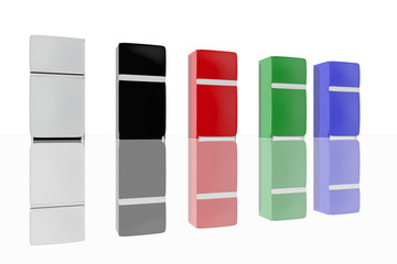 Group of fridges in several colors