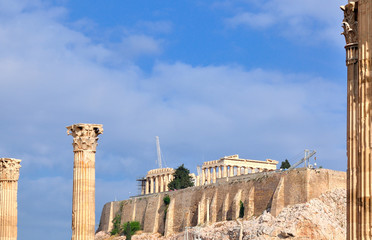 Temple of Olympian Zeus and Acropolis with Parthenon