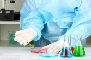 Fototapeta premium Scientist conducting research in laboratory close up