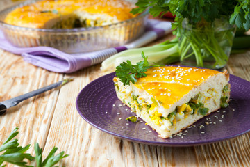 piece of the pie stuffed with eggs and greens