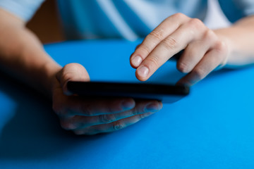 Man uses a digital tablet