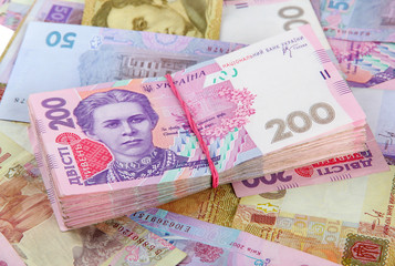 Pile of Ukrainian money