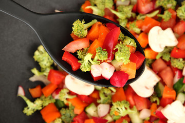 Vegetable ragout in wok, close up