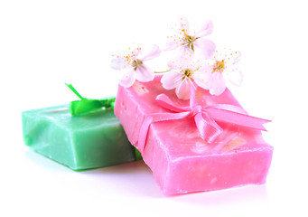 Fototapeta na wymiar Natural handmade soap, isolated on white