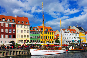 Nyhavn is old waterfront and canal district in Copenhagen.