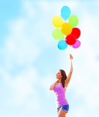 Woman with colorful balloons