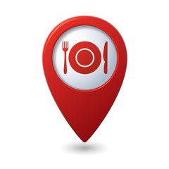 Map pointer with restaurant icon - 52429574