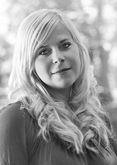 Naklejka premium Portrait of an beautiful woman. Black and white photography.