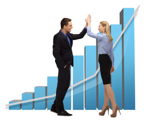 woman and man with 3d graphics