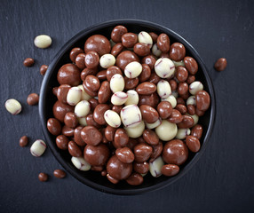 raisins and nuts covered with chocolate