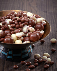 raisins and nuts covered with chocolate
