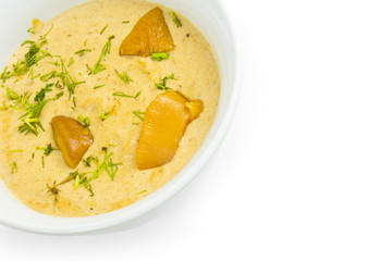 mushrooms soup plate food isolated a on white background