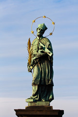 sculpture on Karluv Bridge in Prague