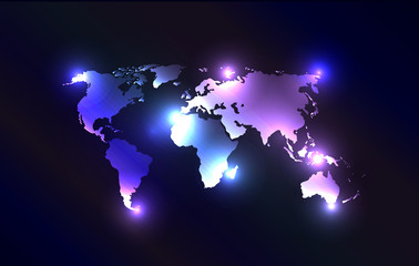 Vector worldmap with laser lights.
