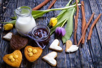 Fresh healthy milk and muffins