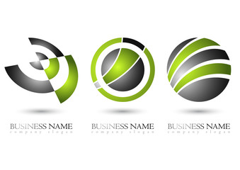 Business logo 3D glossy green metal design - 52434366
