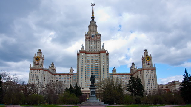 Moscow State University building in Moscow , timelapse