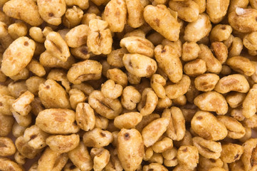 Popped wheat grains