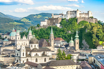 Beautiful view of the historic city of Salzburg, Austria