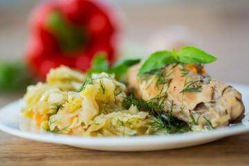 braised cabbage with meat rabbit