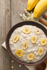 bowl of oatmeal on wood