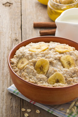 bowl of oatmeal on wood