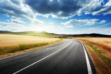 asphalt road in Tuscany Italy
