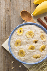 bowl of oatmeal on wood