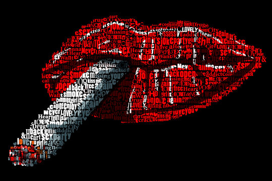 bouche,l&egrave;vre,drogue,cigarette,fumer,toxique,typo,texte