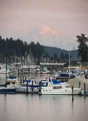 Mt Rainier Yachts Boats Buildings Gig Harbor Washington USA